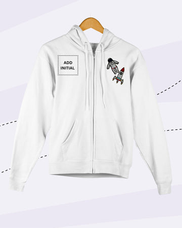 TINY EXPLORES -  Zipper Hoodies - Patch - WHITE