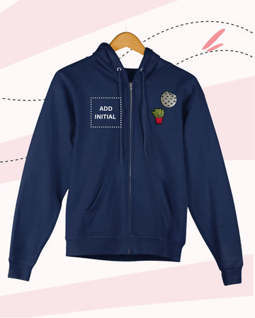 TINY EATS -  Zipper Hoodies - Patch - NAVY