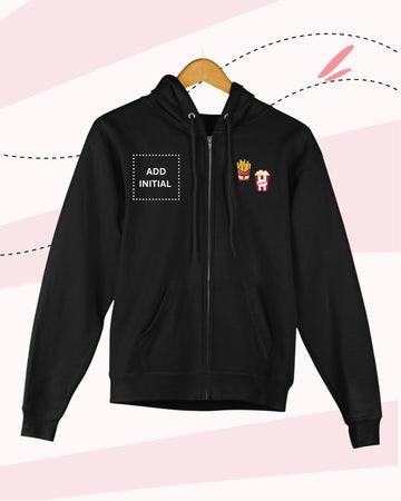 TINY EATS -  Zipper Hoodies - PRINT - Black