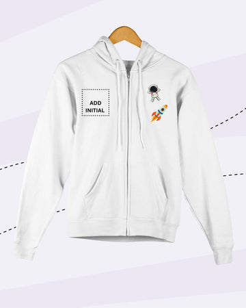 TINY EXPLORES -  Zipper Hoodies - PRINT - WHITE