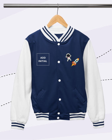 TINY EXPLORES -  Fleece Varsity - PRINT - NAVY and White