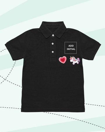 TINY DREAMS POLO NECK T-SHIRT BLACK Print