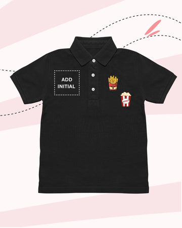 TINY EATS POLO NECK T-SHIRT BLACK Print