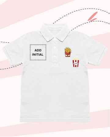 TINY EATS POLO NECK T-SHIRT WHITE Print