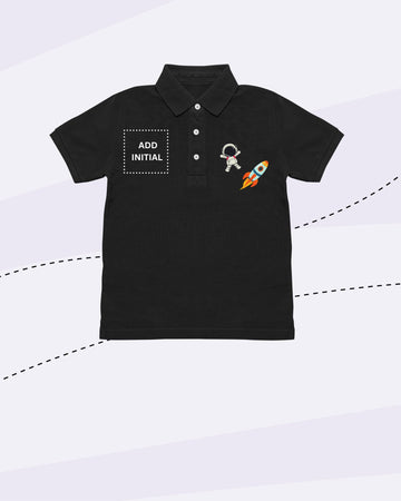 TINY PLAYS POLO NECK T-SHIRT BLACK PRINT