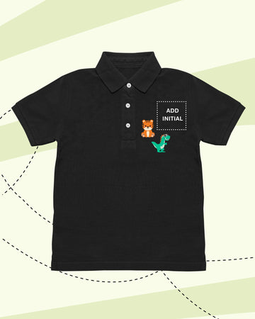 TINY GOES WILD POLO NECK T-SHIRT BLACK