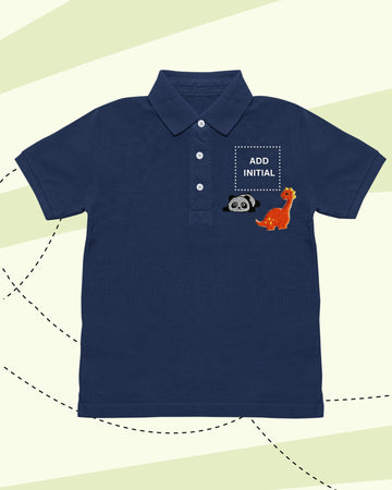 TINY GOES WILD POLO NECK T-SHIRT NAVY