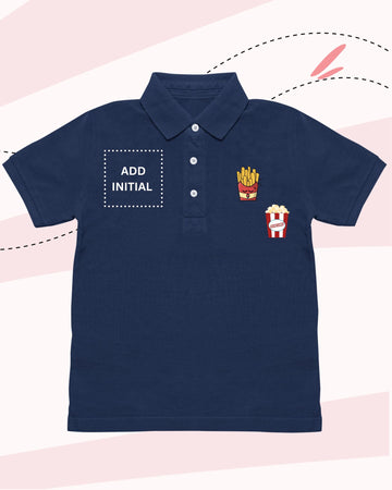 TINY EATS POLO NECK T-SHIRT NAVY Print