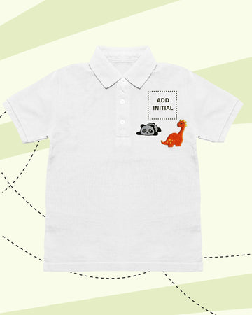 TINY GOES WILD POLO NECK T-SHIRT WHITE