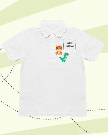 TINY GOES WILD POLO NECK T-SHIRT WHITE