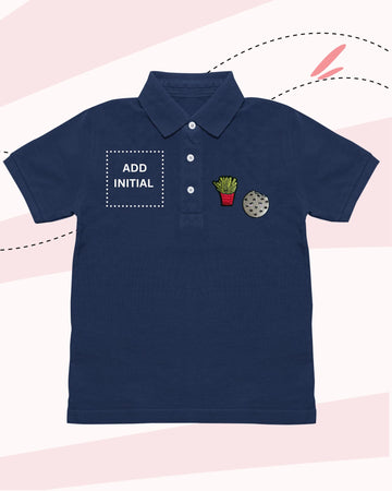 TINY EATS POLO NECK T-SHIRT NAVY Patch