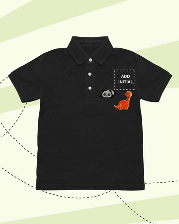 TINY GOES WILD POLO NECK T-SHIRT BLACK