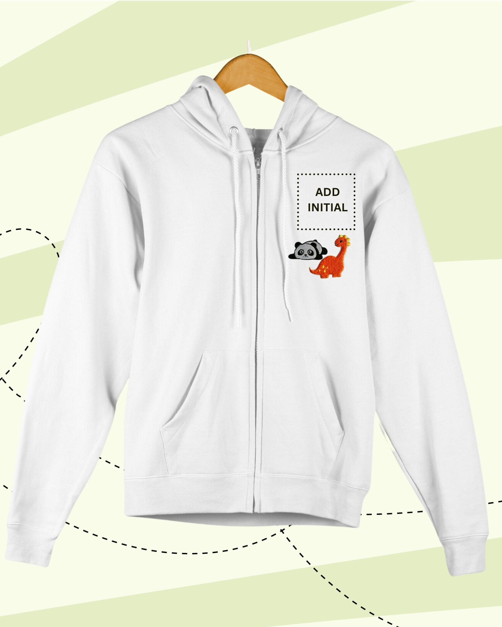 TINY GOES WILD -  Zipper Hoodies - Patch - WHITE