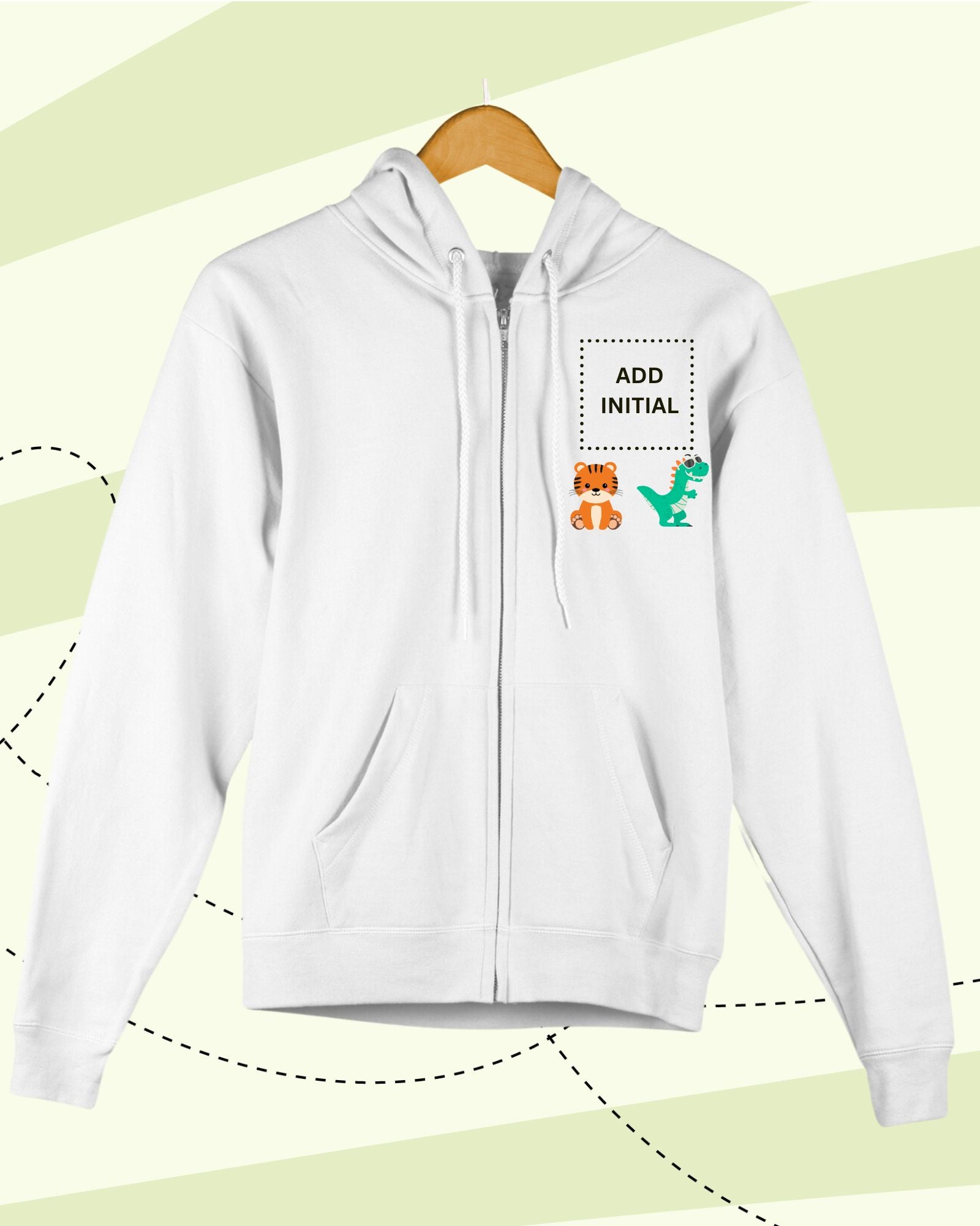 TINY GOES WILD -  Zipper Hoodies - PRINT - WHITE