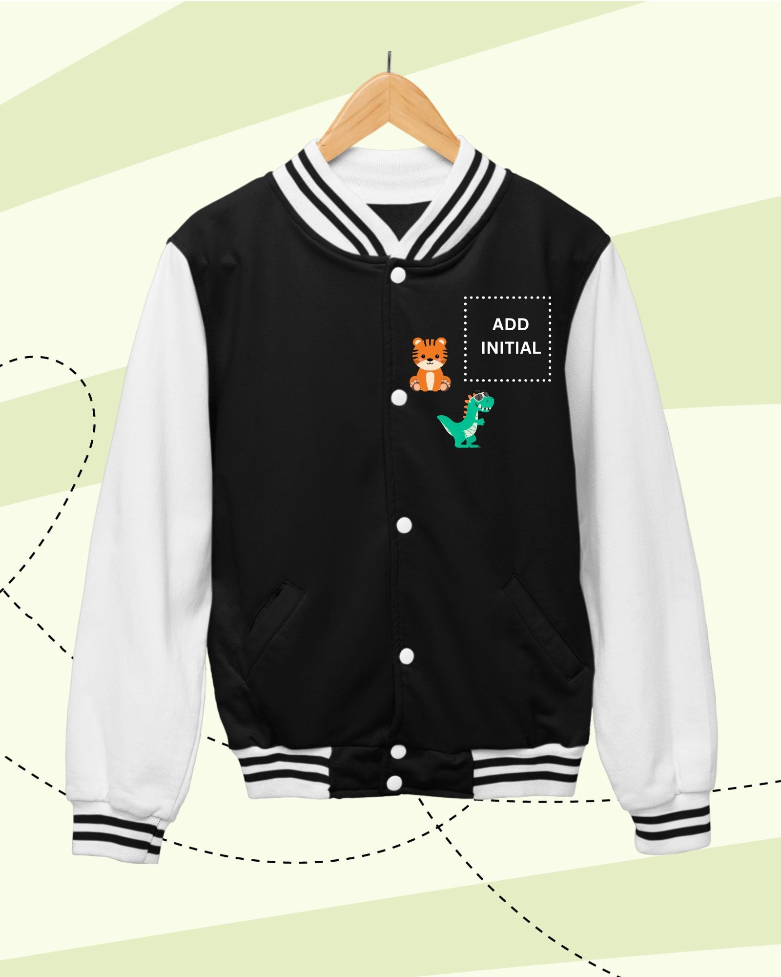 TINY GOES WILD -  Fleece Varsity - PRINT - Black and White