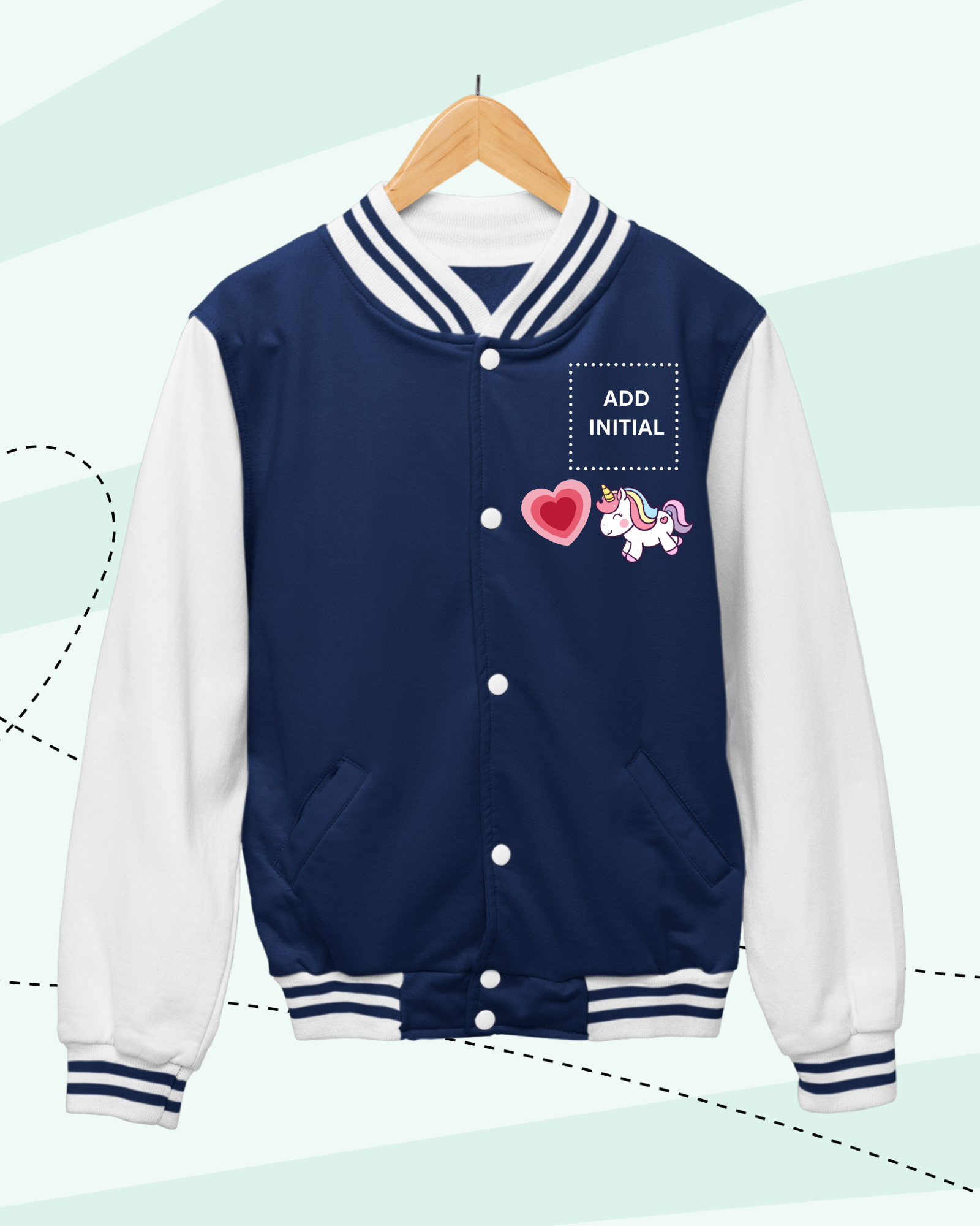 TINY DREAMS -  Fleece Varsity - PRINT - NAVY and White