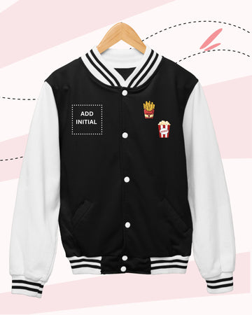 TINY EATS -  Fleece Varsity - PRINT - Black and White