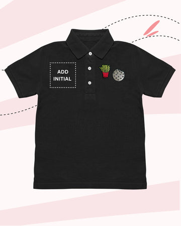 TINY EATS POLO NECK T-SHIRT BLACK Patch